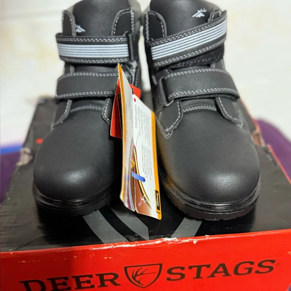 Deer Stags Kids Marker waterproof Black work Boots Size 2 thinsulate lined